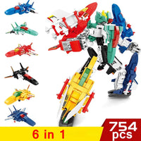 Thumbnail for Building Blocks Mecha Transformation Planes Robot Fighter Bricks Toy Construction Set Toys - 1