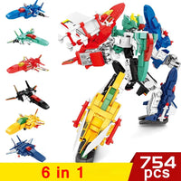 Thumbnail for Building Blocks Mecha Transformation Planes Robot Fighter Bricks Toy - 1