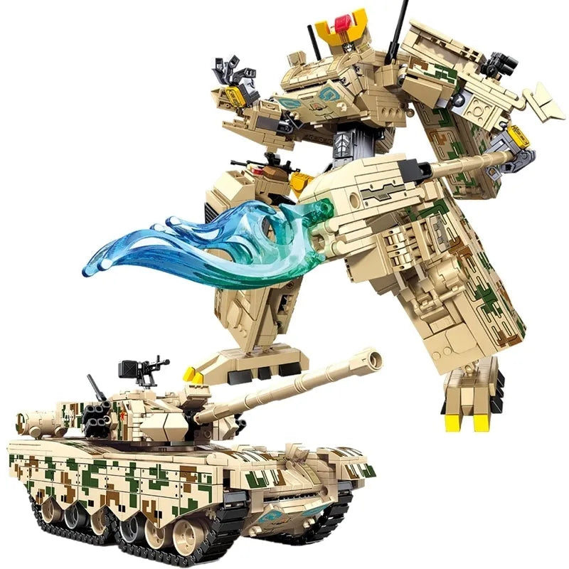 Building Blocks Mecha Transformers Robot Battle Tank Deformation Bricks Toy - 1