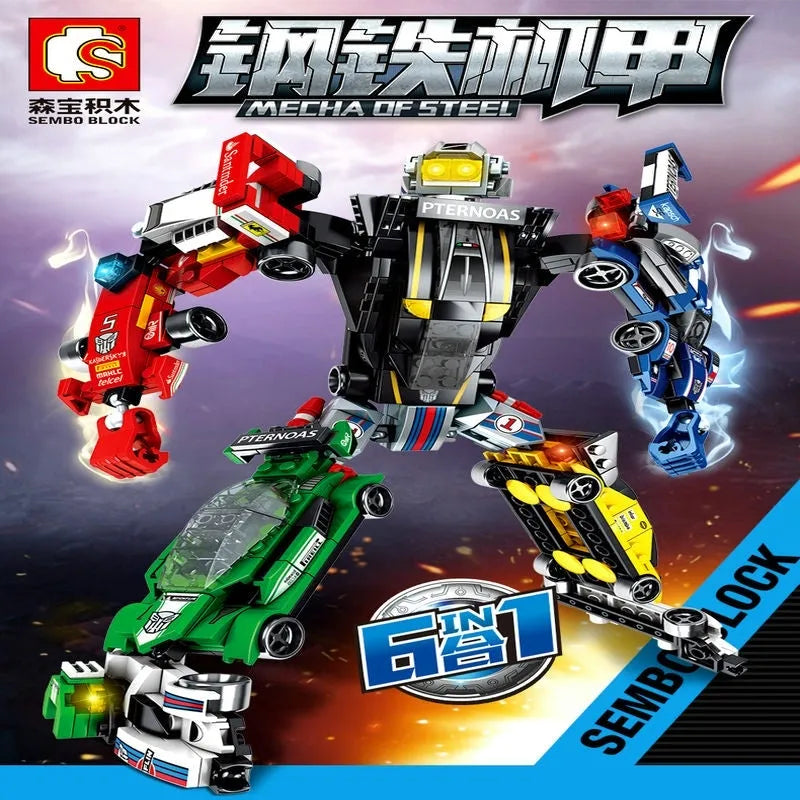 Building Blocks Mechanical Transformation Robot Racing Car Bricks Toy Construction Set Toys - 2