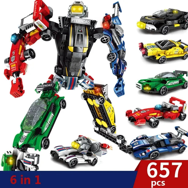 Building Blocks Mechanical Transformation Robot Racing Car Bricks Toy Construction Set Toys - 10
