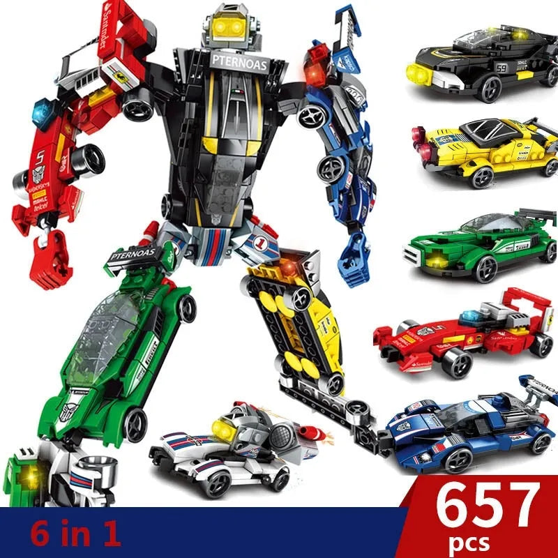 Building Blocks Mechanical Transformation Robot Racing Car Bricks Toy - 10