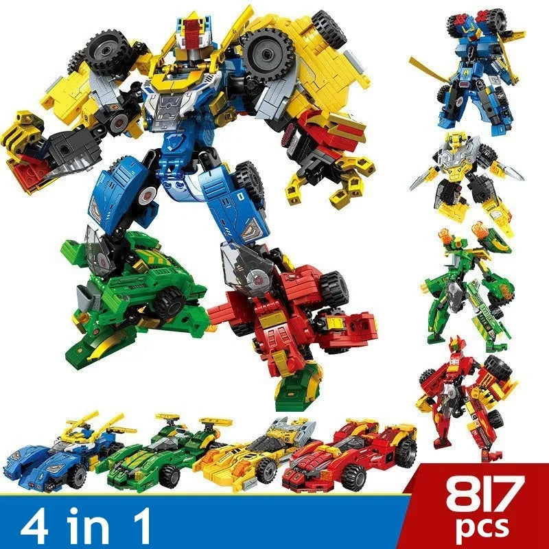 Building Blocks Mechanical Transformation Truck Car Robot Bricks Toy - 1