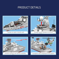 Thumbnail for Building Blocks Military 052D Missile Destroyer Warship Cruiser Bricks Toys - 10