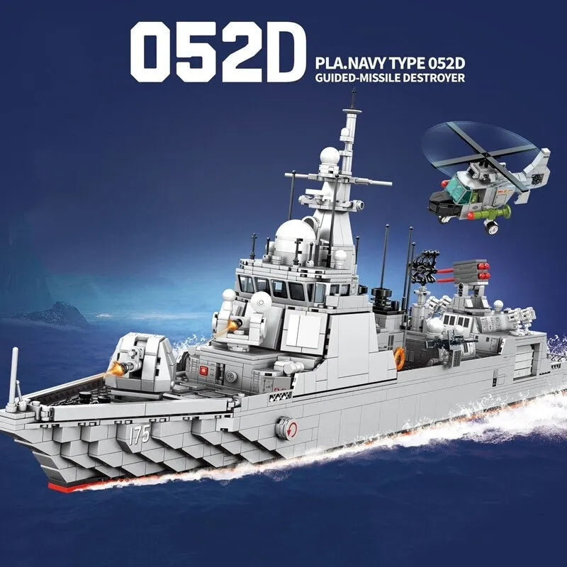 Building Blocks Military 052D Missile Destroyer Warship Cruiser Bricks Toys - 8