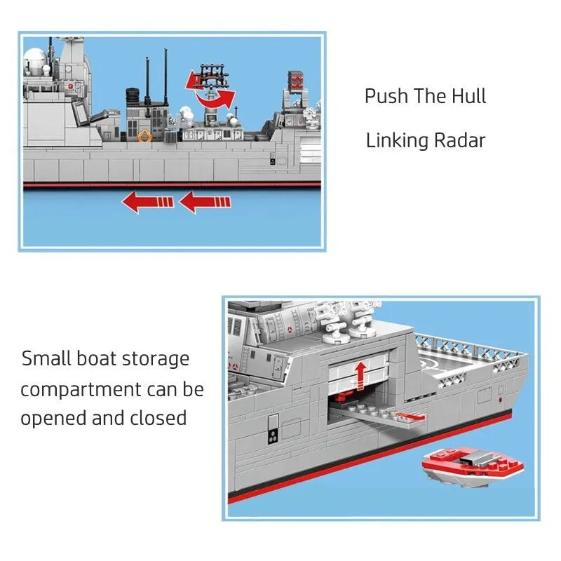Building Blocks Military 052D Missile Destroyer Warship Cruiser Bricks Toys - 9