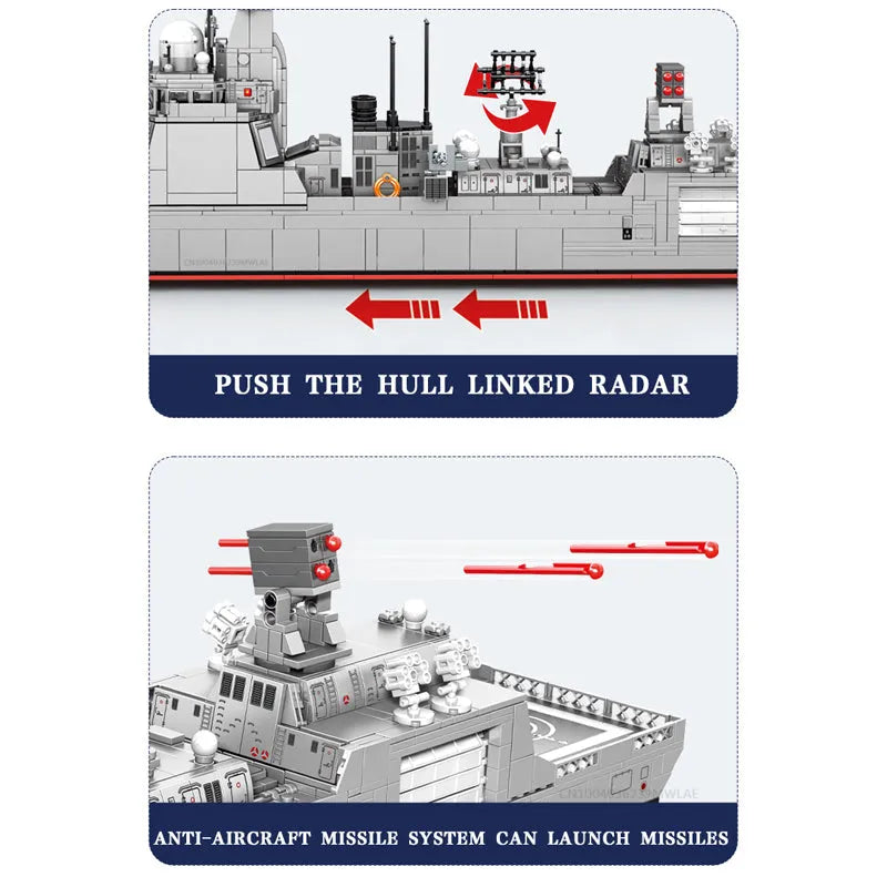 Building Blocks Military 052D Missile Destroyer Warship Cruiser Bricks Toys - 6