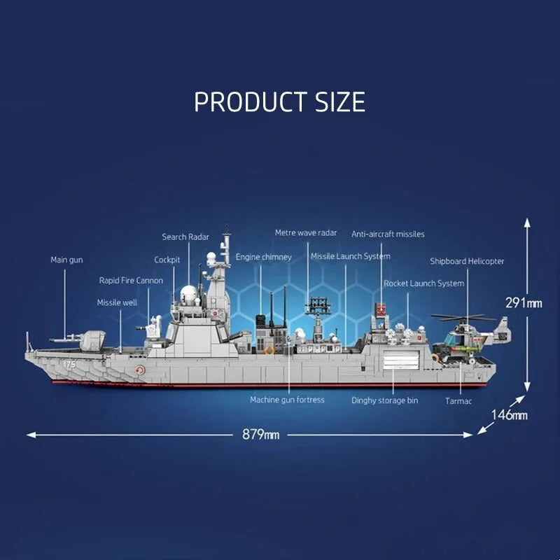 Building Blocks Military 052D Missile Destroyer Warship Cruiser Bricks Toys - 11