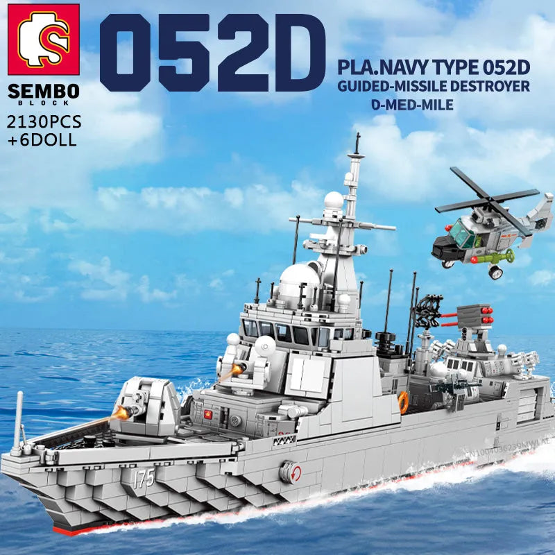 Building Blocks Military 052D Missile Destroyer Warship Cruiser Bricks Toys - 2