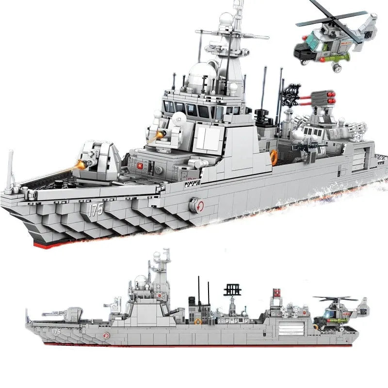 Building Blocks Military 052D Missile Destroyer Warship Cruiser Bricks Toys - 1