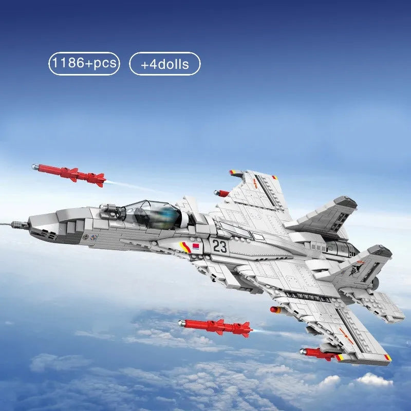 Building Blocks Military Aircraft J-15 Carrier Fighter Jet Bricks Toy - 2