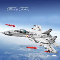 Thumbnail for Building Blocks Military Aircraft J-15 Carrier Fighter Jet Bricks Toy - 2