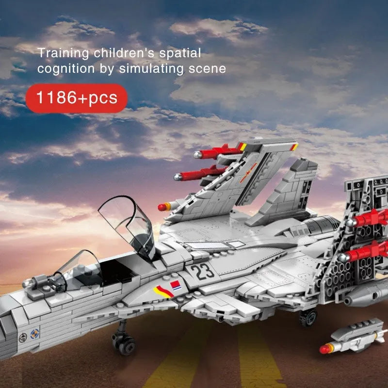 Building Blocks Military Aircraft J-15 Carrier Fighter Jet Bricks Toy - 9