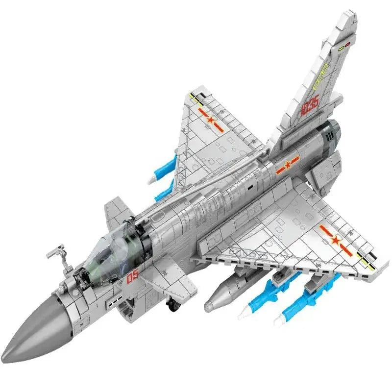 Building Blocks Military Aircraft MOC J - 10B Fighter Jet Bricks Toys - 7