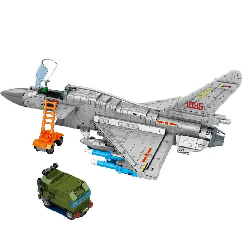 Building Blocks Military Aircraft MOC J - 10B Fighter Jet Bricks Toys - 1