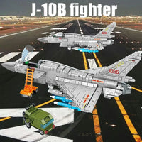 Thumbnail for Building Blocks Military Aircraft MOC J-10B Fighter Jet Bricks Toys Construction Set Toys - 2