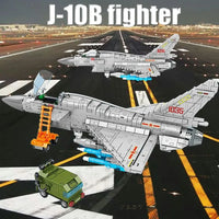 Thumbnail for Building Blocks Military Aircraft MOC J - 10B Fighter Jet Bricks Toys - 2