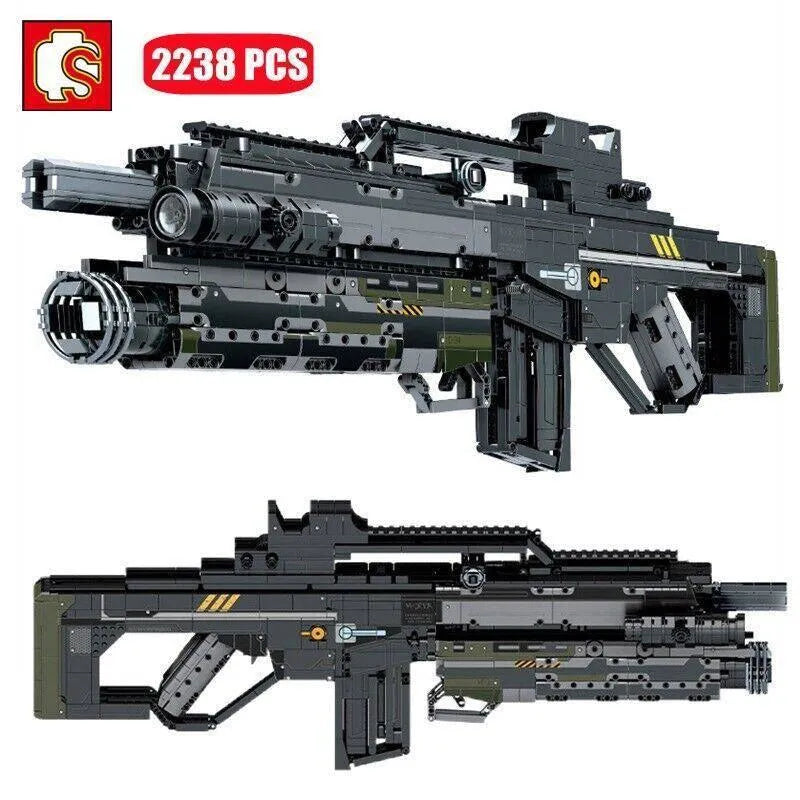5-Pack Sci-Fi Grunt Assault Blaster Rifle Blocks – Compatible With Minifigures, Black Toy Weapon For Soldier, Clone Trooper, Alien Roles