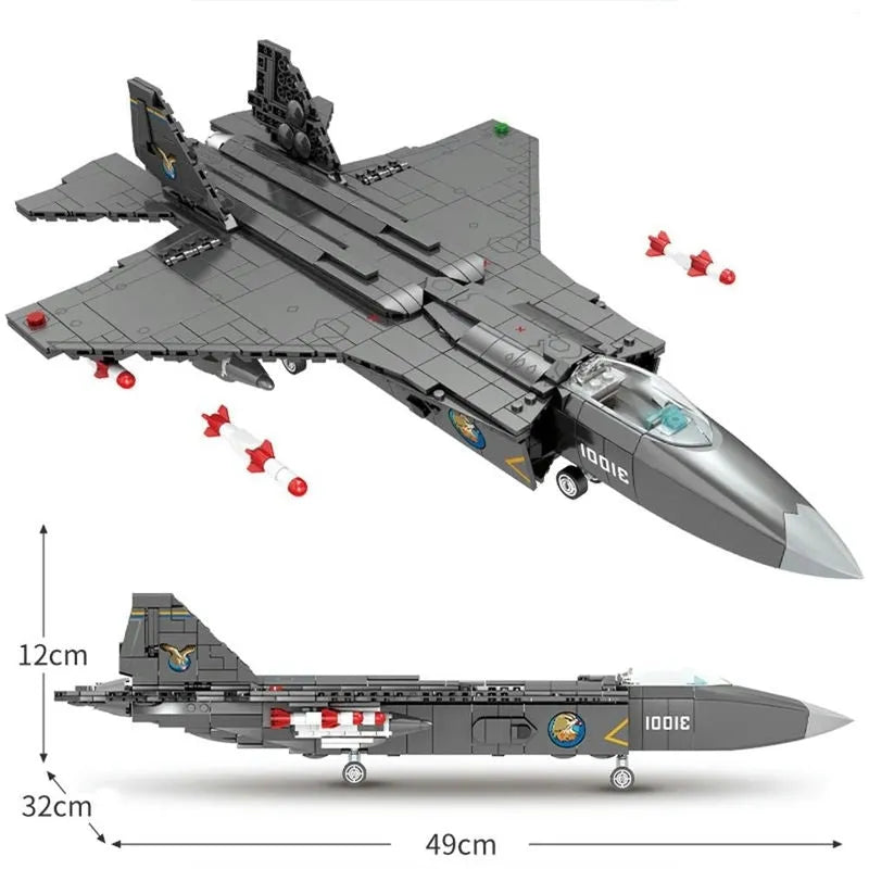 Building Blocks Military MOC FC - 31 Fighter Aircraft Jet Bricks Toy - 5