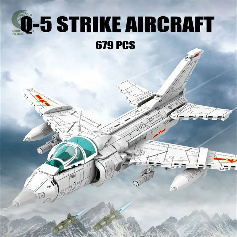 Building Blocks Military MOC Q-5 Striker Aircraft Jet Bricks Toys - 2