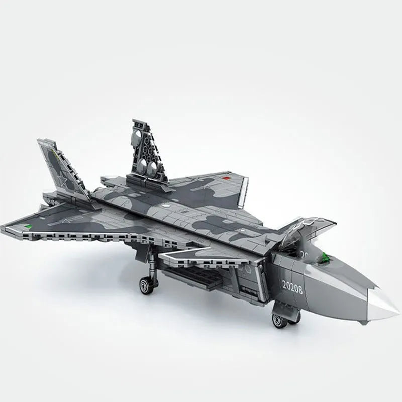 Building Blocks Military MOC Stealth Aircraft J - 20 Fighter Jet Bricks Toy - 4