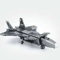Thumbnail for Building Blocks Military MOC Stealth Aircraft J-20 Fighter Jet Bricks Toy - 4