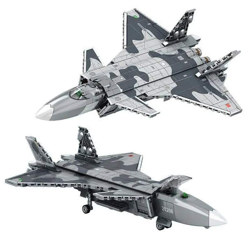 Building Blocks Military MOC Stealth Aircraft J - 20 Fighter Jet Bricks Toy - 9