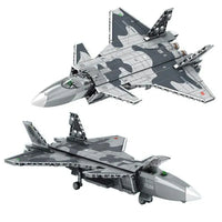 Thumbnail for Building Blocks Military MOC Stealth Aircraft J-20 Fighter Jet Bricks Toy - 9
