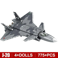 Thumbnail for Building Blocks Military MOC Stealth Aircraft J-20 Fighter Jet Bricks Toy - 2
