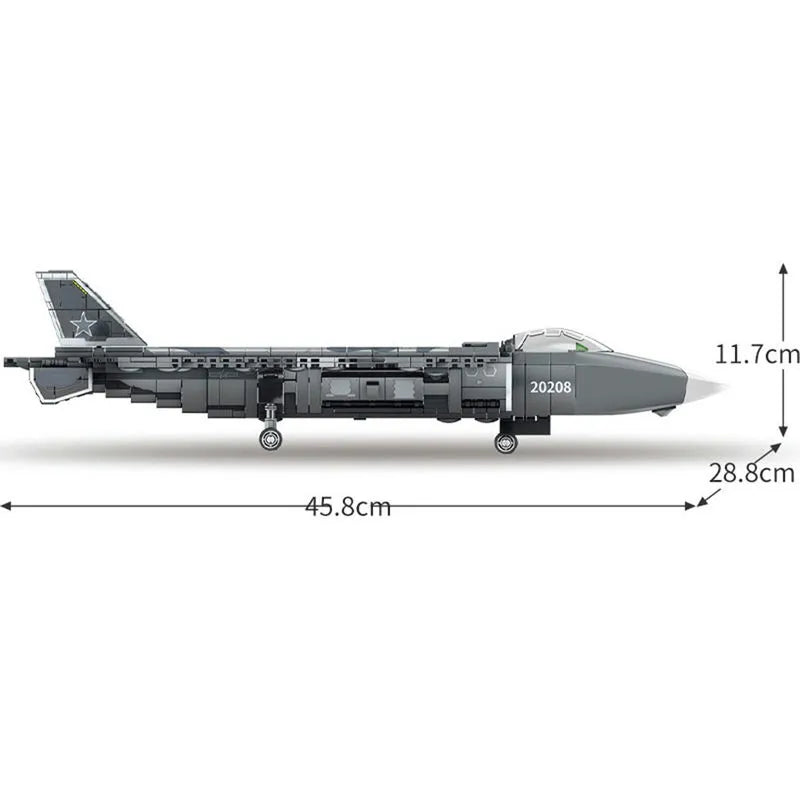 Building Blocks Military MOC Stealth Aircraft J-20 Fighter Jet Bricks Toy - 12