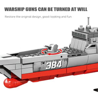 Thumbnail for Building Blocks Military Navy Type 056 Corvette Aircraft Carrier Bricks Toy - 7