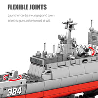 Thumbnail for Building Blocks Military Navy Type 056 Corvette Aircraft Carrier Bricks Toy - 5