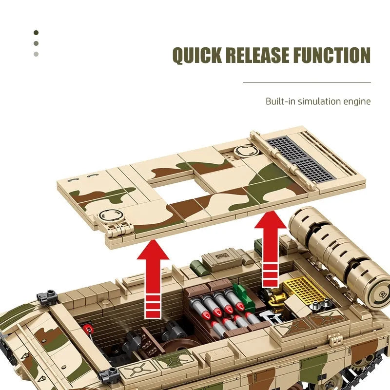 Building Blocks Military USA Army Type 88A Main Battle Tank Bricks Toy - 10