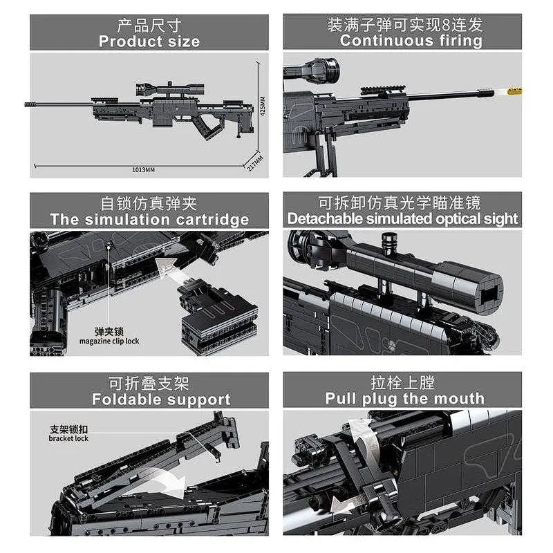 Building Blocks Military Weapon MOC Heavy Duty Sniper Rifle Bricks Toy Construction Set Toys - 5