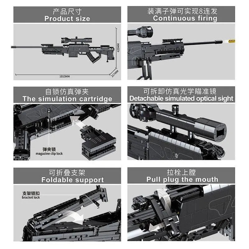Building Blocks Military Weapon MOC Heavy Duty Sniper Rifle Bricks Toy - 5