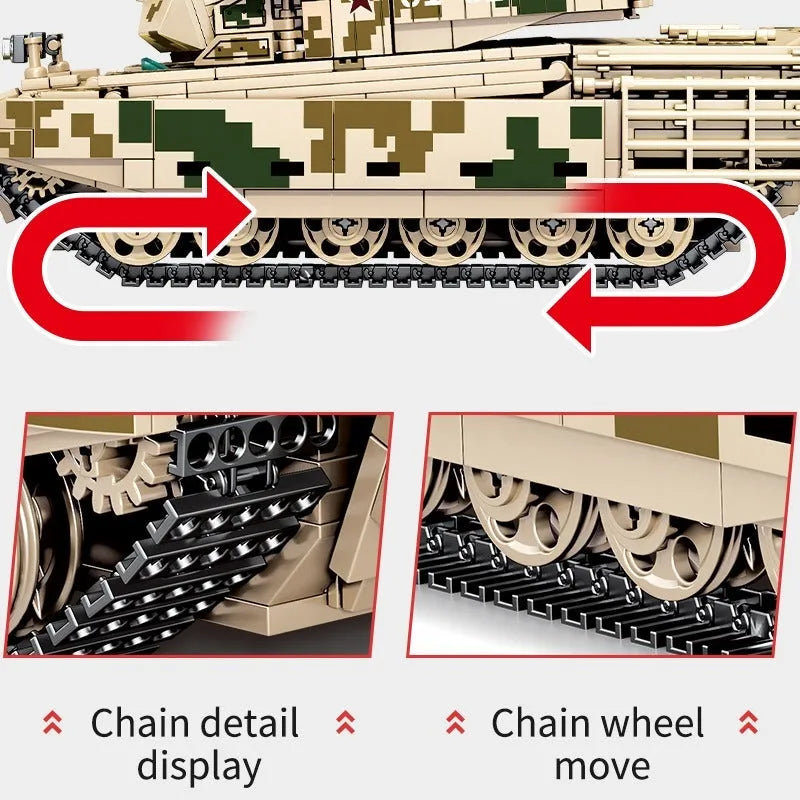 Building Blocks Military WW2 99A Main Battle Tank Bricks Toy - 6