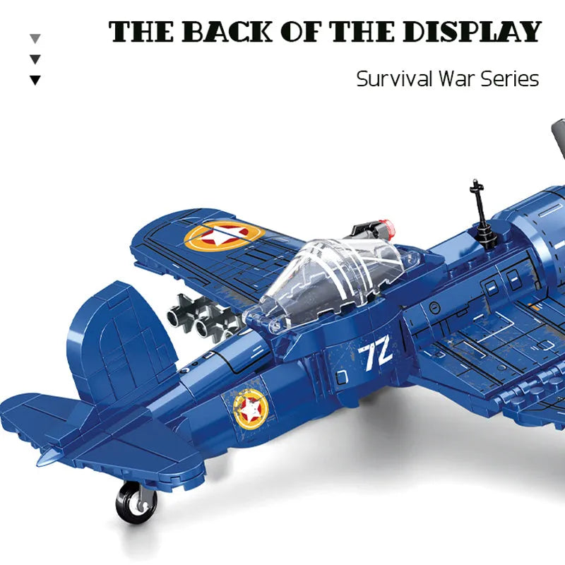 Building Blocks Military WW2 Bomber Army Aircraft F4U Plane Bricks Toy - 3