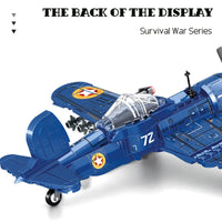 Thumbnail for Building Blocks Military WW2 Bomber Army Aircraft F4U Plane Bricks Toy - 3