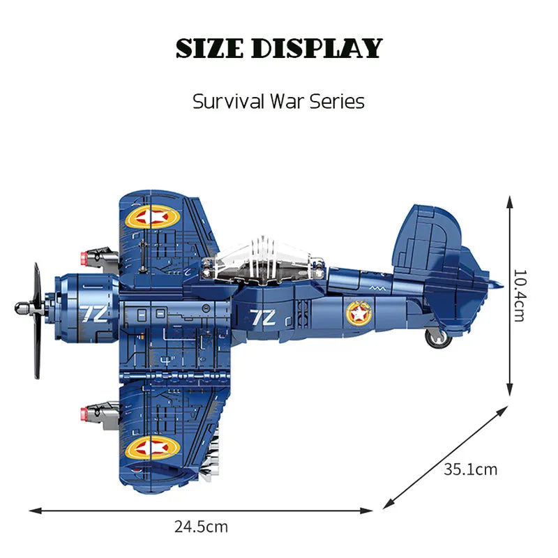 Building Blocks Military WW2 Bomber Army Aircraft F4U Plane Bricks Toy - 6