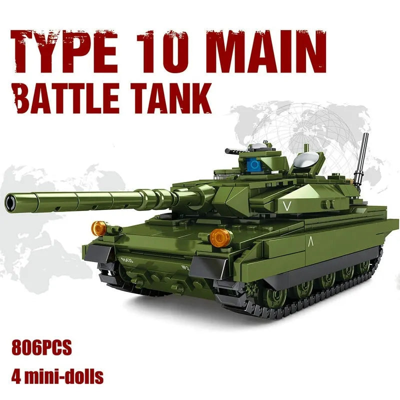 Building Blocks Military WW2 Japan Type 10 Main Battle Tank Bricks Toys - 3