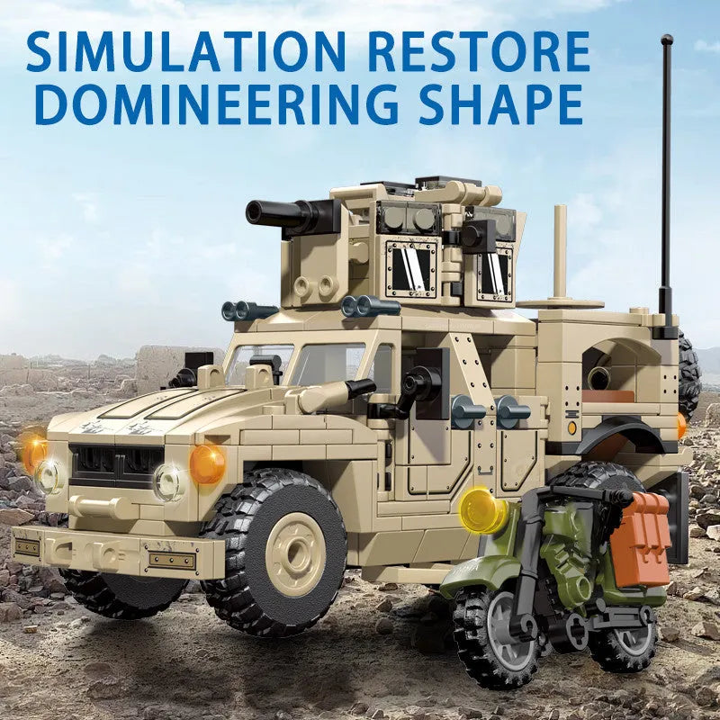 Building Blocks Military WW2 M - ATV Mine Resistant Armed SUV Bricks Toy - 2