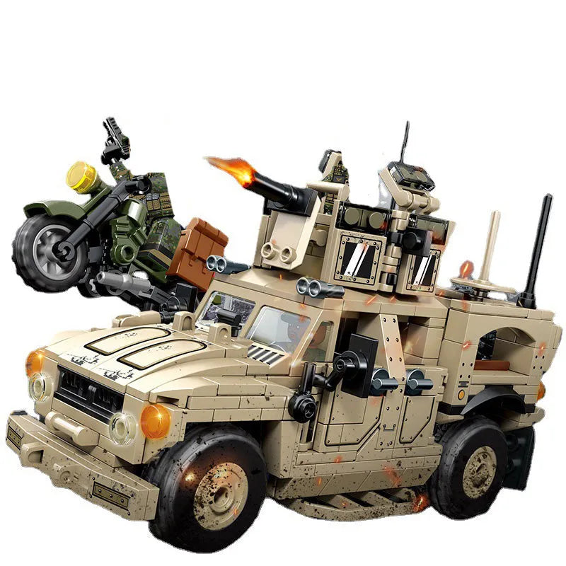 Building Blocks Military WW2 M - ATV Mine Resistant Armed SUV Bricks Toy - 1