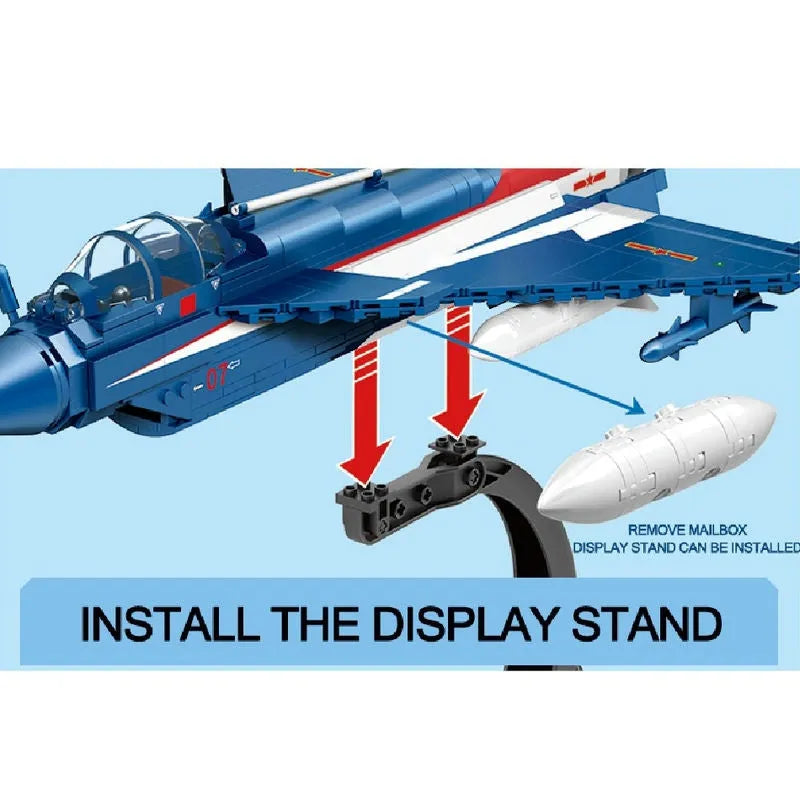 Building Blocks Military WW2 MOC J-10 Fighter Jet Aircraft Bricks Kids Toys - 6
