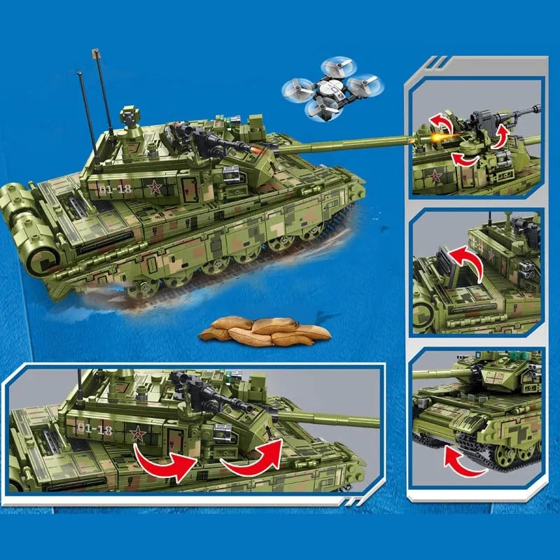Building Blocks Military WW2 Type 99A MOC Main Battle Tank Bricks Toy - 7