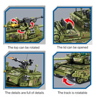 Thumbnail for Building Blocks Military WW2 Type 99A MOC Main Battle Tank Bricks Toy - 6