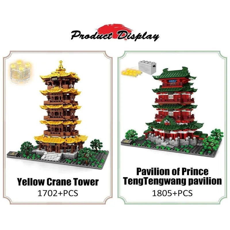 Building Blocks MOC Architecture Prince Pavilion House LED Bricks Toy Construction Set Toys - 4