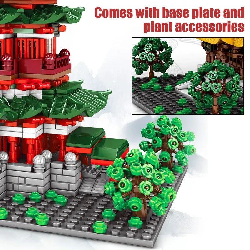 Building Blocks MOC Architecture Prince Pavilion House LED Bricks Toy Construction Set Toys - 9