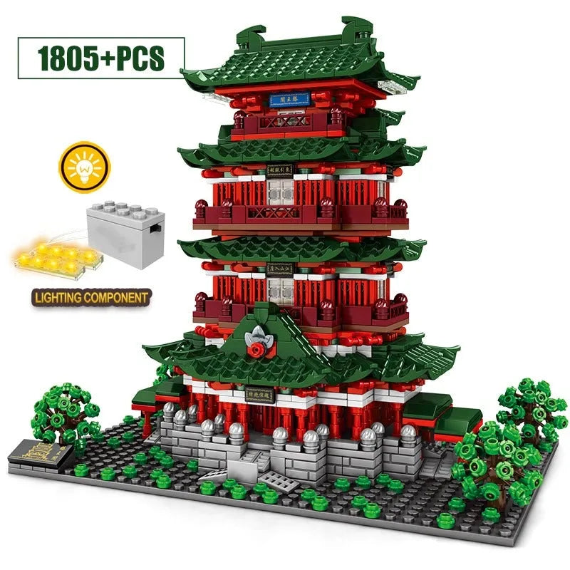 Building Blocks MOC Architecture Prince Pavilion House LED Bricks Toy Construction Set Toys - 1