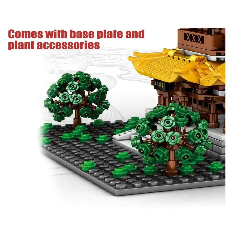 Building Blocks MOC Architecture The Yellow Crane Tower Bricks Toys Construction Set Toys - 10