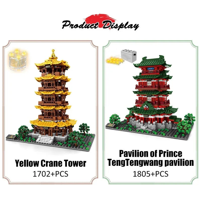 Building Blocks MOC Architecture The Yellow Crane Tower Bricks Toys Construction Set Toys - 4